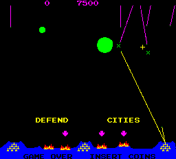 Missile Command screen